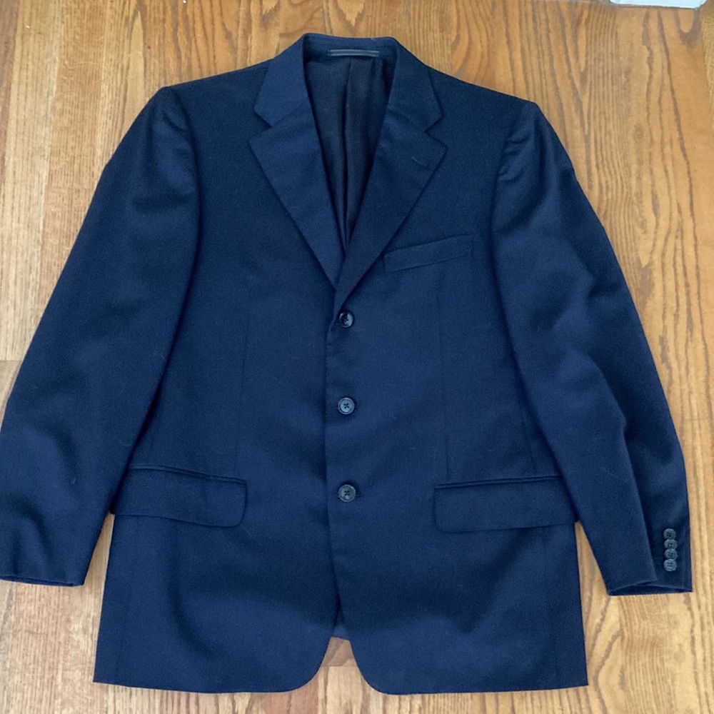 Ermenegildo Zegna Single Breasted Navy Wool Blazer